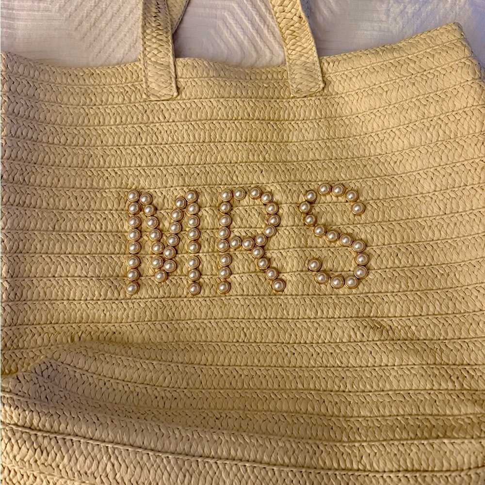 MRS Tote Bag with Pearl Accents